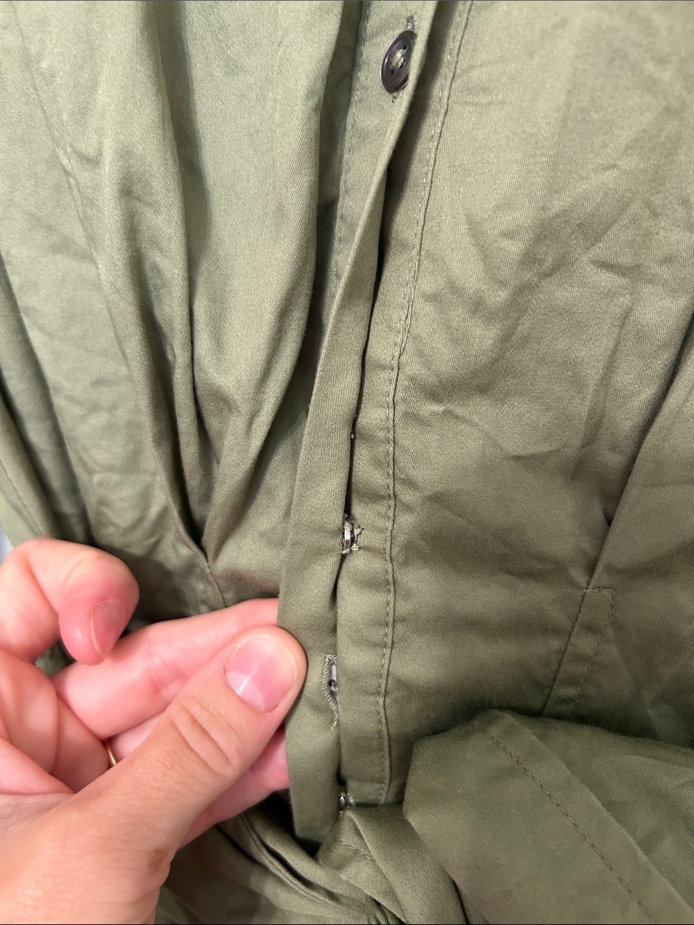 Intermix Olive Green Tie-Waist Mini Shirt Dress - Picture 7 of 8